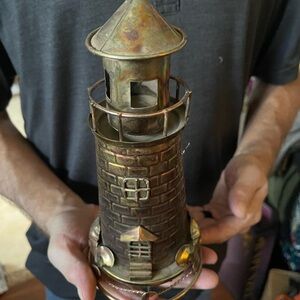 Antique Brass Lighthouse Music Box